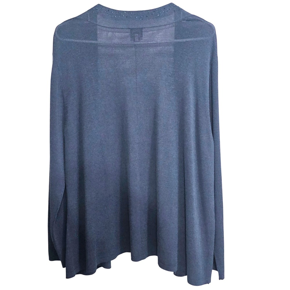 EILEEN FISHER Woman 1X‎ Blue Beaded Open Front Cardigan Sweater Italian Classic - Picture 6 of 6
